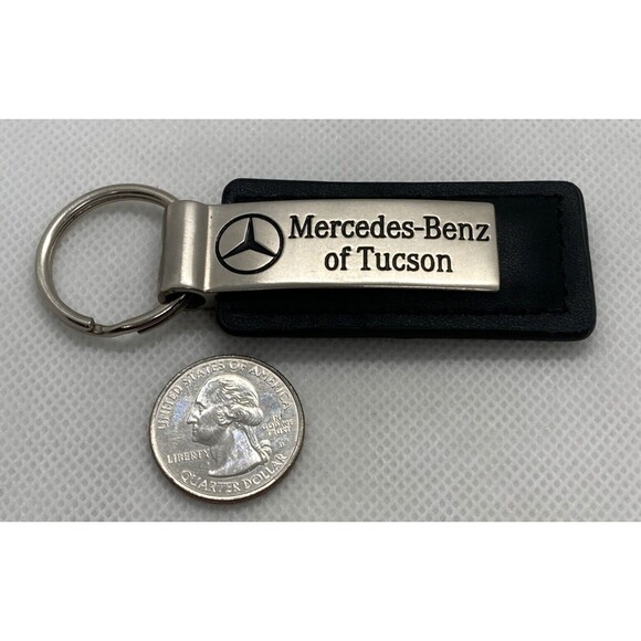 Mercedes-Benz of Tucson Arizona Keychain Keyring Silver Metal Black‎ Leather - Picture 2 of 5